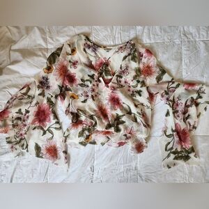 Guess Cropped Vee Neck Blouse